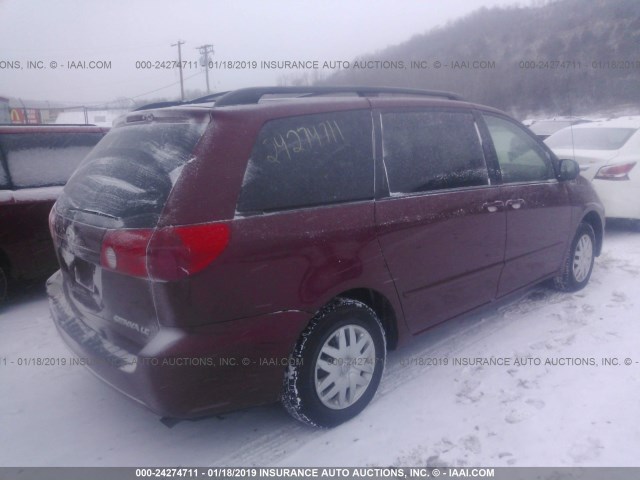 5TDZA23CX6S446104 - 2006 TOYOTA SIENNA CE/LE MAROON photo 4