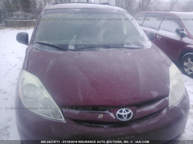 5TDZA23CX6S446104 - 2006 TOYOTA SIENNA CE/LE MAROON photo 6