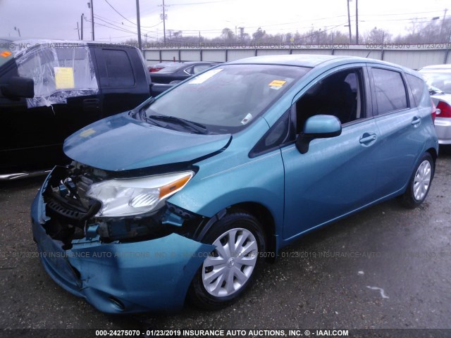 3N1CE2CPXEL386913 - 2014 NISSAN VERSA NOTE S/S PLUS/SV/SL TEAL photo 2