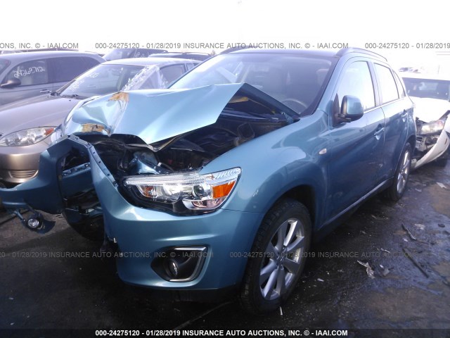 4A4AR4AU7DE013168 - 2013 MITSUBISHI OUTLANDER SPORT SE Light Blue photo 2