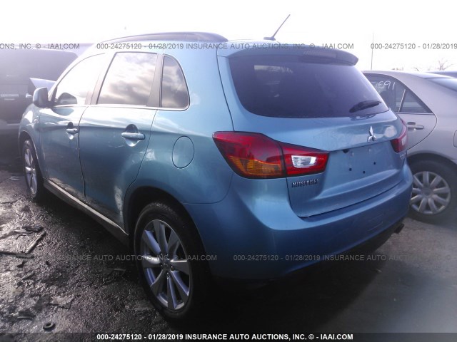 4A4AR4AU7DE013168 - 2013 MITSUBISHI OUTLANDER SPORT SE Light Blue photo 3