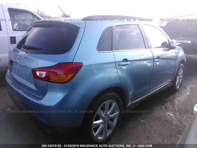 4A4AR4AU7DE013168 - 2013 MITSUBISHI OUTLANDER SPORT SE Light Blue photo 4