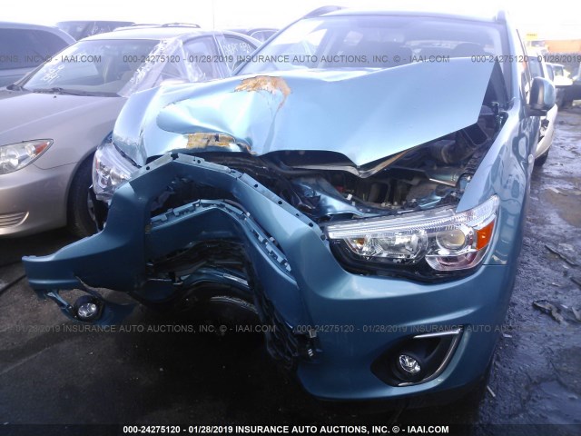 4A4AR4AU7DE013168 - 2013 MITSUBISHI OUTLANDER SPORT SE Light Blue photo 6