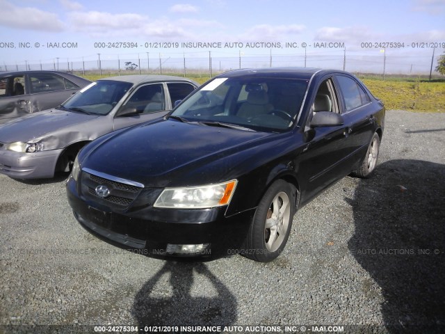 5NPEU46FX6H005845 - 2006 HYUNDAI SONATA GLS/LX BLACK photo 2