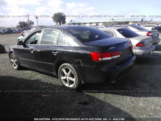 5NPEU46FX6H005845 - 2006 HYUNDAI SONATA GLS/LX BLACK photo 3