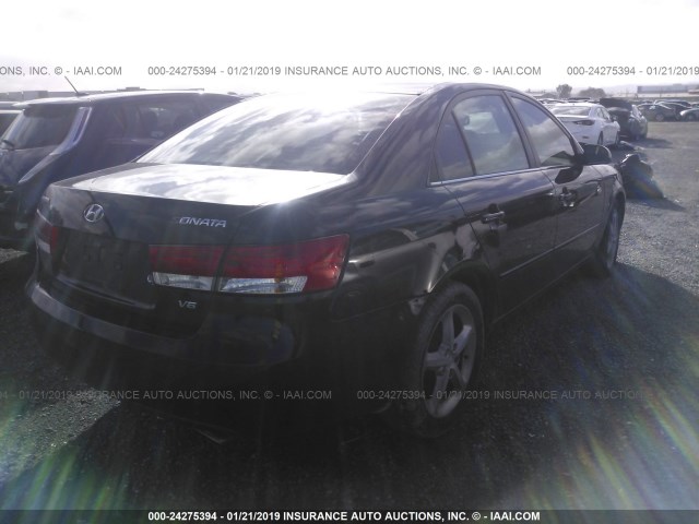 5NPEU46FX6H005845 - 2006 HYUNDAI SONATA GLS/LX BLACK photo 4