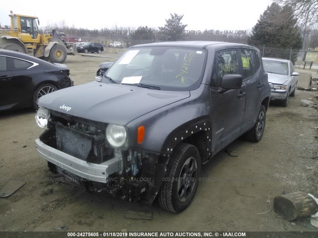 ZACCJBAW3GPC72264 - 2016 JEEP RENEGADE SPORT GRAY photo 2