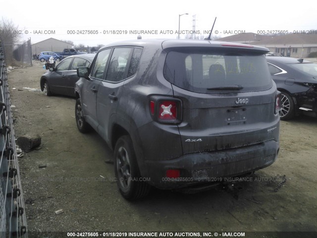 ZACCJBAW3GPC72264 - 2016 JEEP RENEGADE SPORT GRAY photo 3