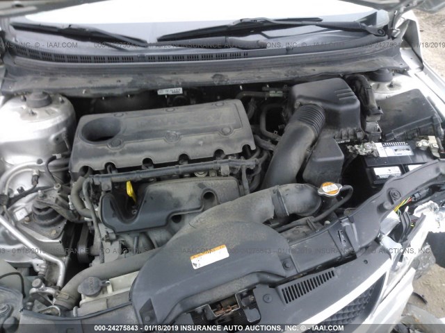 KNAFU4A26A5261348 - 2010 KIA FORTE EX SILVER photo 10