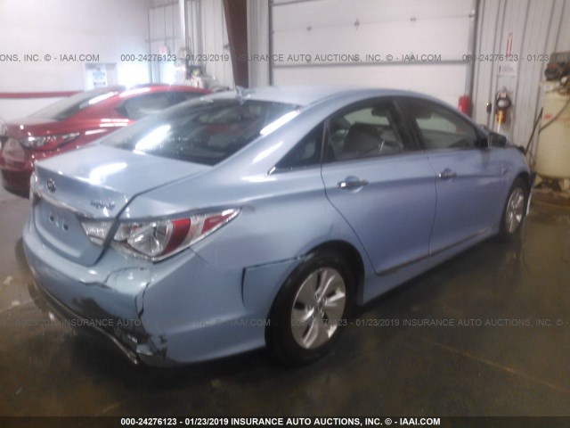 KMHEC4A45EA115406 - 2014 HYUNDAI SONATA HYBRID BLUE photo 4