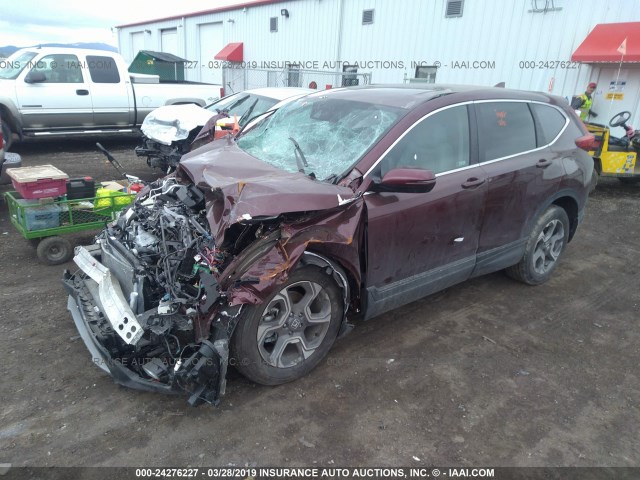 7FARW2H81JE104354 - 2018 HONDA CR-V EXL MAROON photo 2