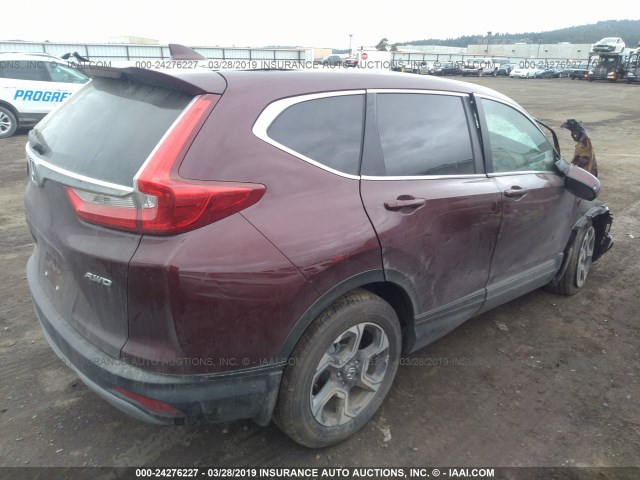 7FARW2H81JE104354 - 2018 HONDA CR-V EXL MAROON photo 4