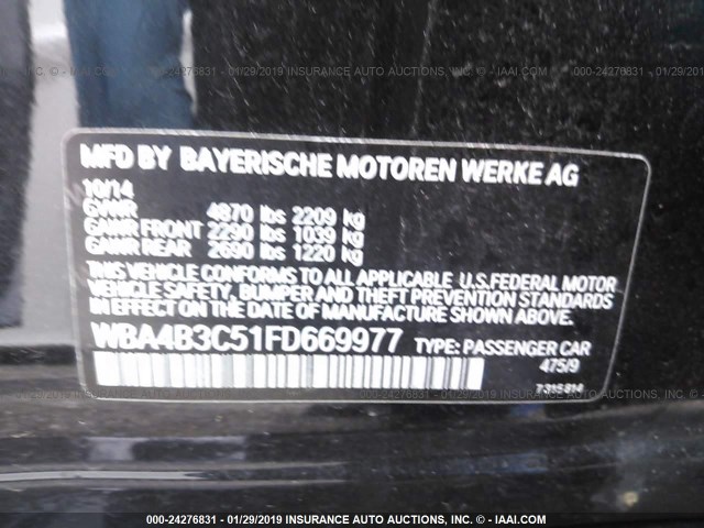 WBA4B3C51FD669977 - 2015 BMW 435 XI/GRAN COUPE BLACK photo 9