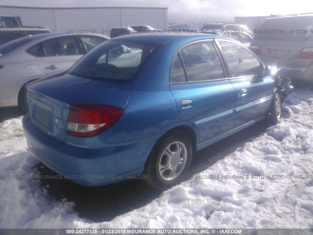 KNADC125X56389058 - 2005 KIA RIO BLUE photo 4