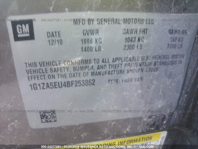 1G1ZA5EU4BF253862 - 2011 CHEVROLET MALIBU LS TAN photo 9