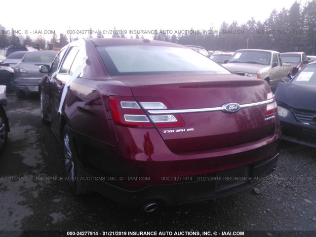 1FAHP2F88GG104671 - 2016 FORD TAURUS LIMITED RED photo 3