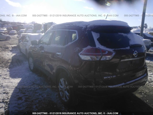 KNMAT2MV4GP618307 - 2016 NISSAN ROGUE S/SL/SV BURGUNDY photo 3