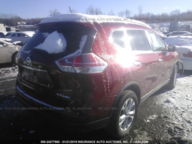 KNMAT2MV4GP618307 - 2016 NISSAN ROGUE S/SL/SV BURGUNDY photo 4