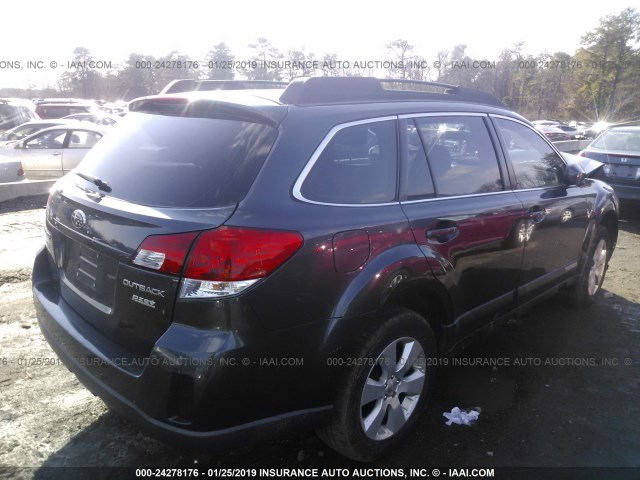 4S4BRBAC2C3237509 - 2012 SUBARU OUTBACK 2.5I GRAY photo 4