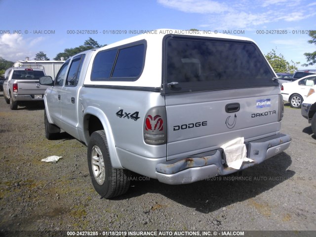 1D7HG38NX4S651832 - 2004 DODGE DAKOTA QUAD SPORT SILVER photo 3