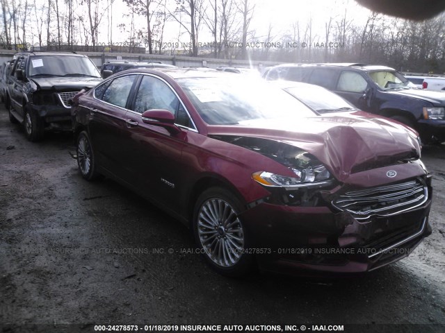 3FA6P0RUXER190107 - 2014 FORD FUSION TITANIUM HEV RED photo 1