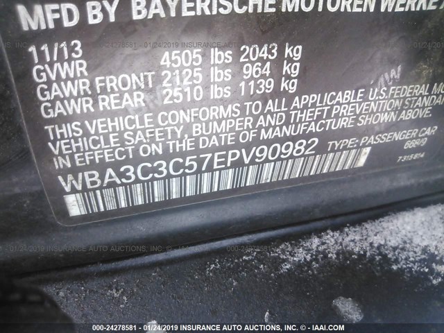 WBA3C3C57EPV90982 - 2014 BMW 320 I/XDRIVE BLACK photo 9