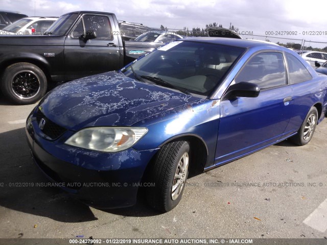 1HGEM21165L016322 - 2005 HONDA CIVIC DX VP BLUE photo 2