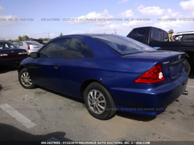 1HGEM21165L016322 - 2005 HONDA CIVIC DX VP BLUE photo 3