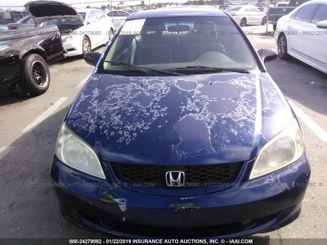1HGEM21165L016322 - 2005 HONDA CIVIC DX VP BLUE photo 6