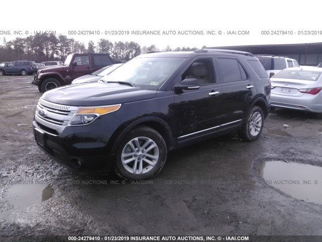 1FM5K8D8XEGA36612 - 2014 FORD EXPLORER XLT BLACK photo 2