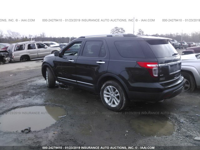 1FM5K8D8XEGA36612 - 2014 FORD EXPLORER XLT BLACK photo 3