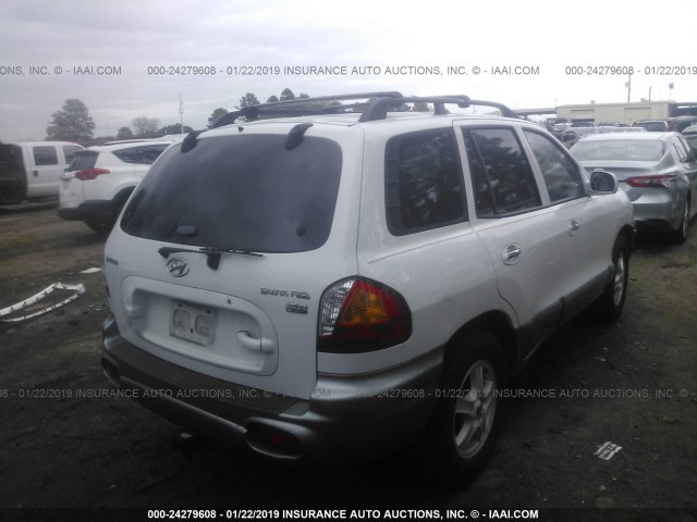 KM8SC13E24U685836 - 2004 HYUNDAI SANTA FE GLS/LX WHITE photo 4