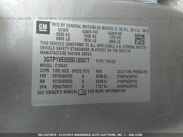 3GTP1VE05DG105877 - 2013 GMC SIERRA C1500 SLE SILVER photo 9