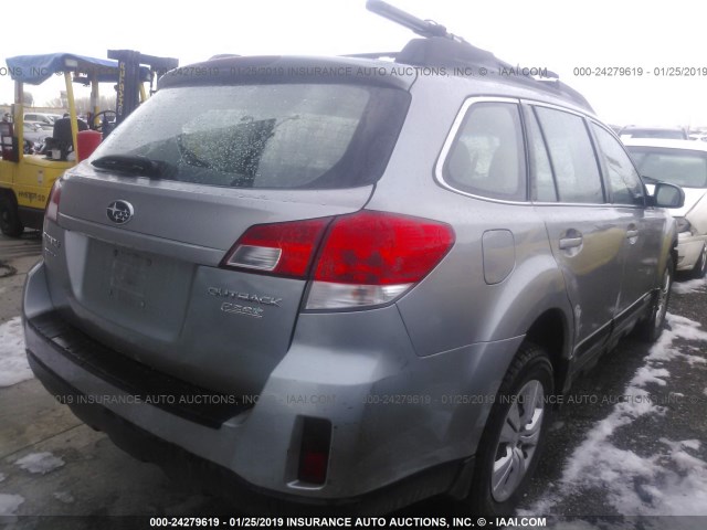 4S4BRBAC9B3319316 - 2011 SUBARU OUTBACK 2.5I SILVER photo 4