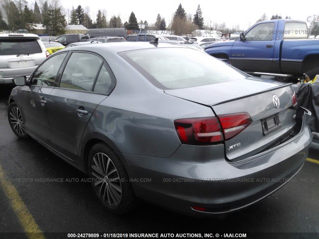 3VWD17AJ3GM230845 - 2016 VOLKSWAGEN JETTA SPORT GRAY photo 3