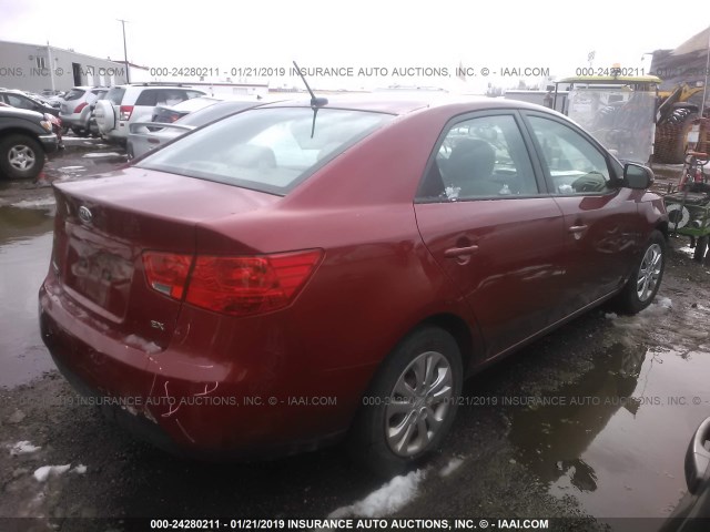 KNAFU4A22B5426247 - 2011 KIA FORTE EX RED photo 4