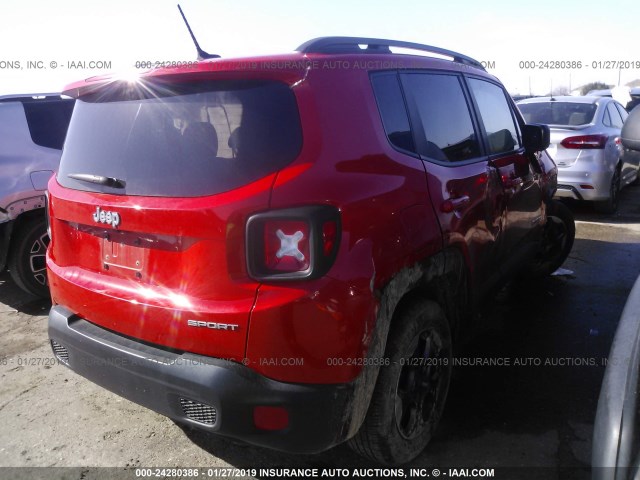 ZACCJAAB6HPF17373 - 2017 JEEP RENEGADE SPORT Կարմիր լուսանկար 4