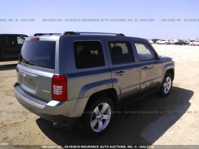 1C4NJRCB0ED518968 - 2014 JEEP PATRIOT LIMITED GRAY photo 4