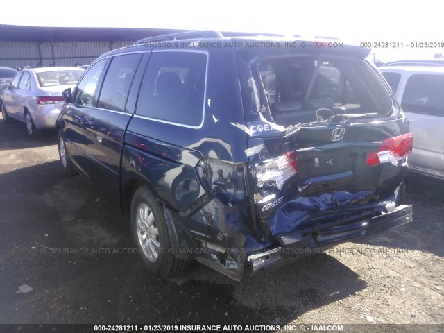 5FNRL38729B052441 - 2009 HONDA ODYSSEY EXL BLUE photo 3