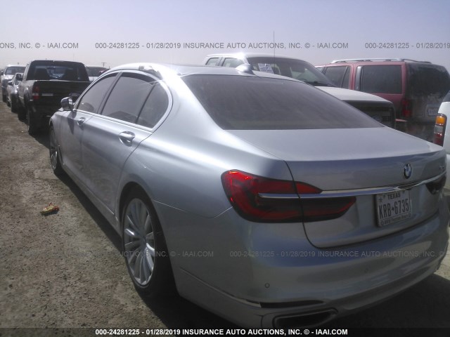 WBA7E2C52JB216292 - 2018 BMW 740 I SILVER photo 3