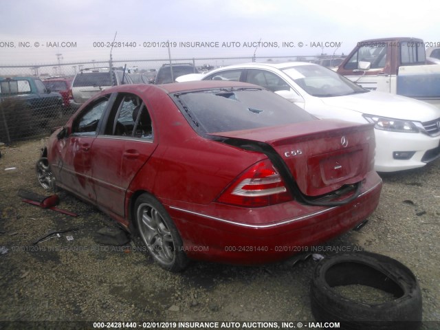 WDBRF76J25F621421 - 2005 MERCEDES-BENZ C 55 AMG RED photo 3