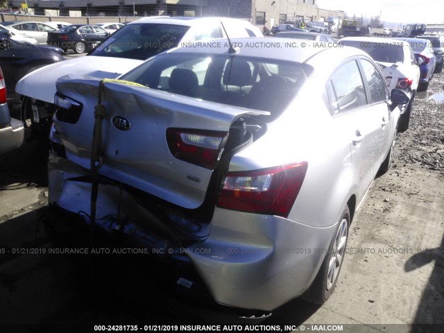 KNADM4A35F6527413 - 2015 KIA RIO LX SILVER photo 4