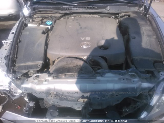 JTHBK262875027093 - 2007 LEXUS IS 250 SILVER photo 10