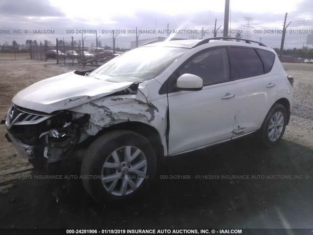 JN8AZ1MUXCW111061 - 2012 NISSAN MURANO S/SL/LE WHITE photo 2