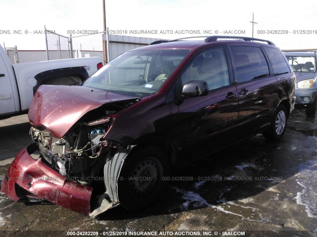 5TDZK23C69S284229 - 2009 TOYOTA SIENNA CE/LE MAROON photo 2