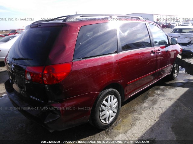 5TDZK23C69S284229 - 2009 TOYOTA SIENNA CE/LE MAROON photo 4