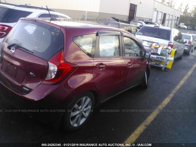 3N1CE2CP2EL354599 - 2014 NISSAN VERSA NOTE S/S PLUS/SV/SL RED photo 4