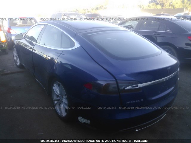 5YJSA1E12FF117098 - 2015 TESLA MODEL S BLUE photo 3