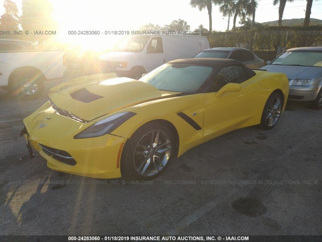 1G1YF3D75K5109935 - 2019 CHEVROLET CORVETTE STINGRAY/3LT YELLOW photo 2