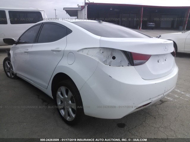 5NPDH4AE4DH365477 - 2013 HYUNDAI ELANTRA GLS/LIMITED WHITE photo 3